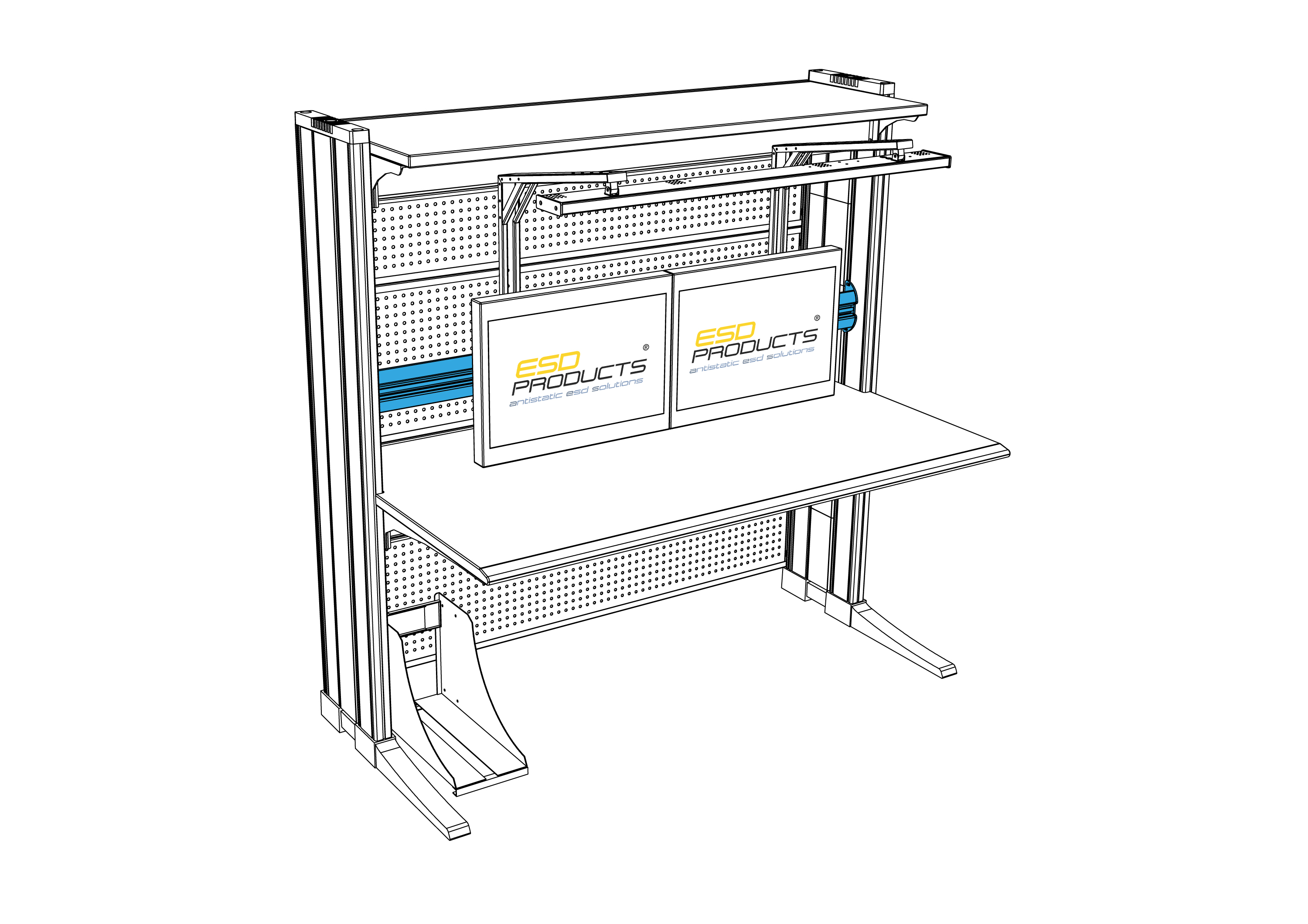 AES ESD Functional Rail Duo for ESD Workstations AES Oscar el.eng p.88 blue detail drw